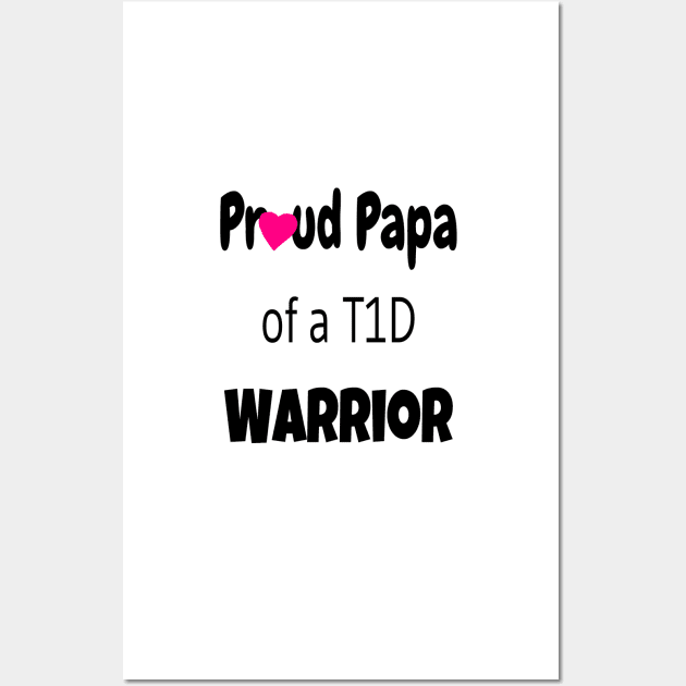 Proud Papa - Black Text - Pink Heart Wall Art by CatGirl101